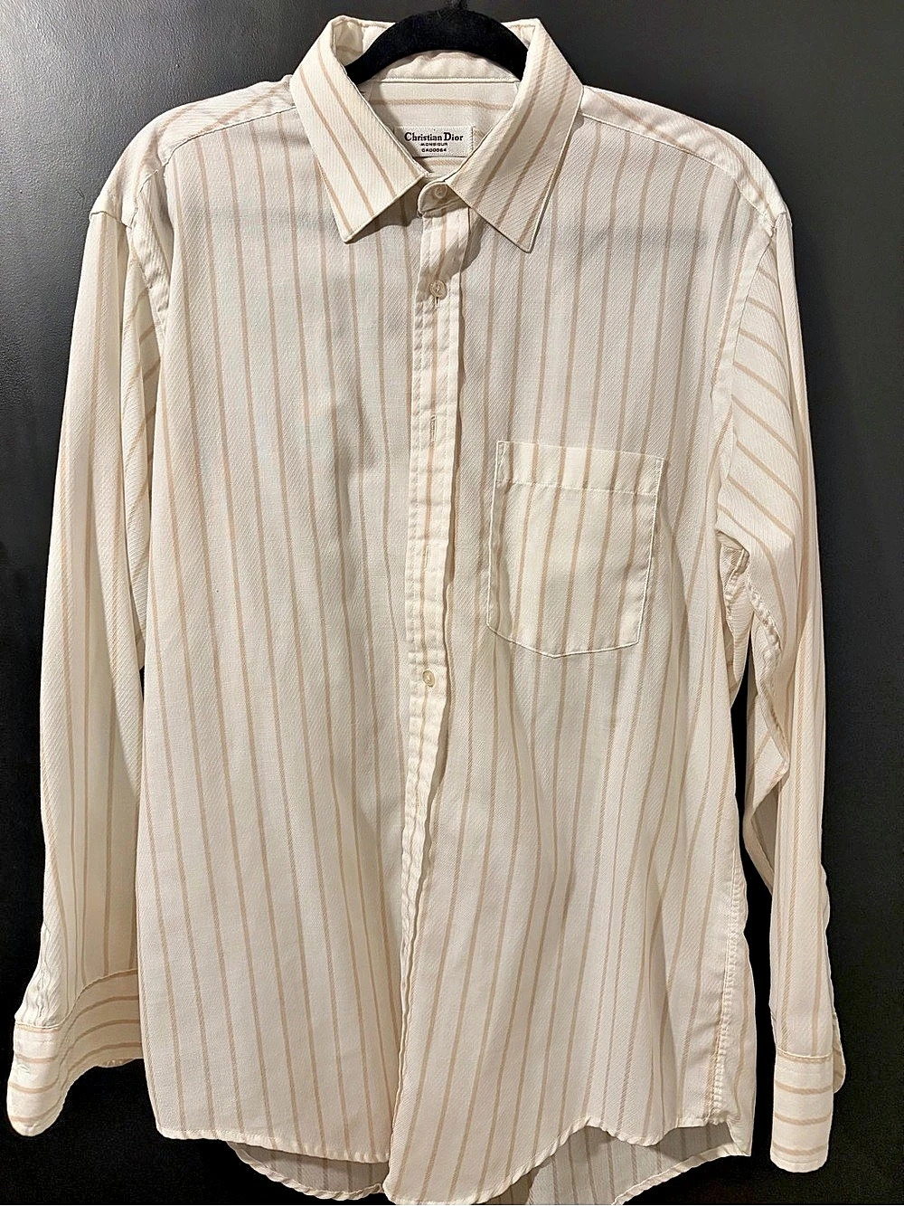 Christian Dior Striped Cotton Button Down Shirt Size 16.5 (33) Large